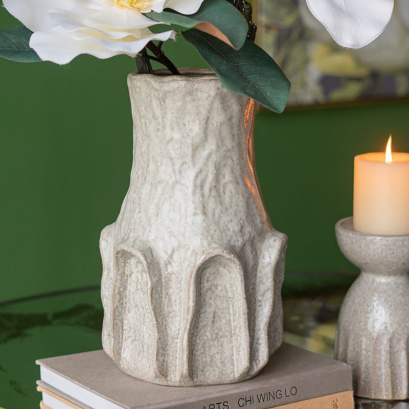 Artekko Artekko Akali Μπεζ Κεραμικό Διακοσμητικό Βάζο (18x18x29.5)cm 61164