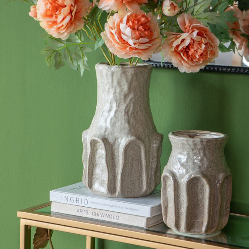 Artekko Artekko Akali Μπεζ Κεραμικό Διακοσμητικό Βάζο (18x18x29.5)cm 61164