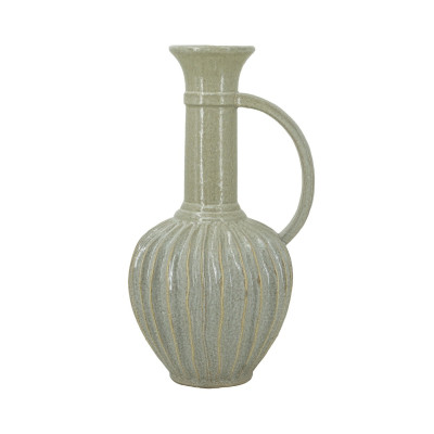 Artekko Artekko Akali Μπεζ Κεραμικό Διακοσμητικό Βάζο Δοχείο (27x23.5x48)cm 61166