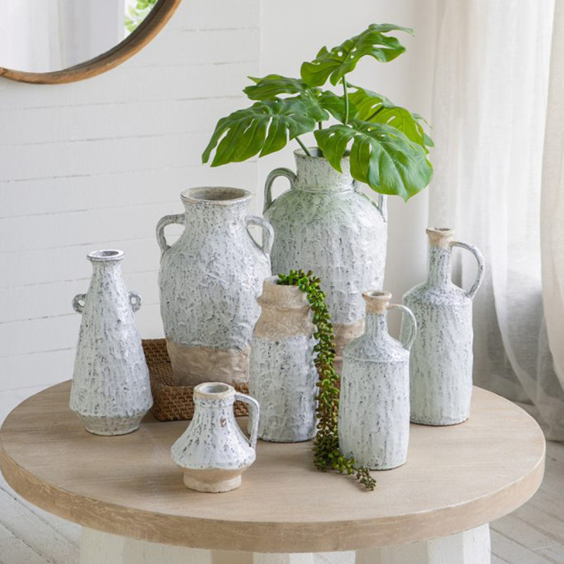 Artekko Artekko Bard Λευκό Διακοσμητικό Βάζο από Τερακότα (14.5x14.5x30)cm 61185