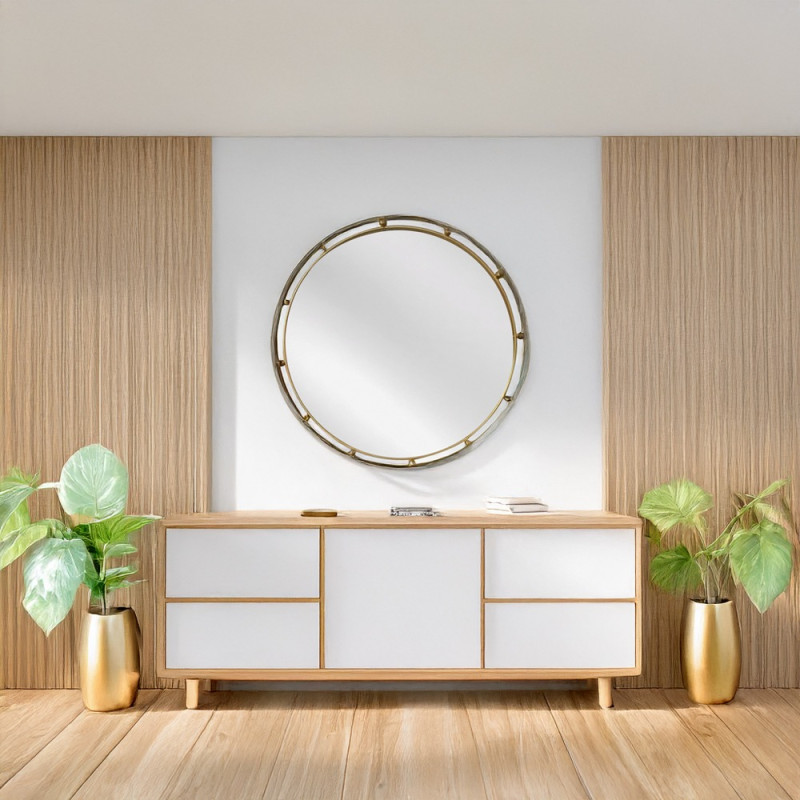 Artekko Artekko Dia Χρυσός Μεταλλικός Στρογγυλός Καθρέπτης Τοίχου (60x3.5x60)cm 661-2001-GOLD