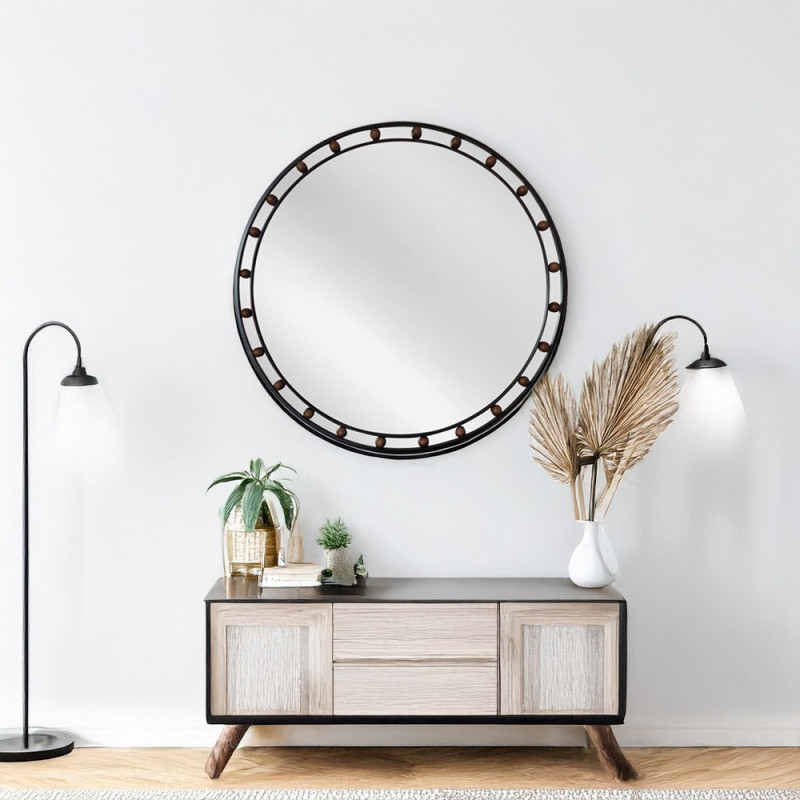 Artekko Artekko Dia Μαύρος Μεταλλικός Στρογγυλός Καθρέπτης Τοίχου (80x3x80)cm 661-2009