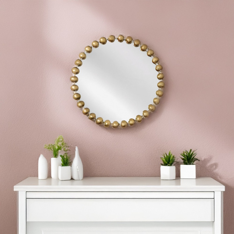 Artekko Artekko Dia Χρυσός Μεταλλικός Στρογγυλός Καθρέπτης Τοίχου (68x4.5x68)cm 661-2015-GOLD