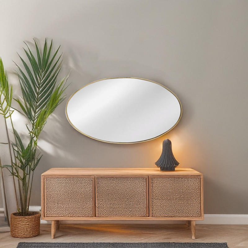 Artekko Artekko Dia Χρυσός Μεταλλικός Καθρέπτης Τοίχου (40x1.5x68)cm 661-2036H-GOLD