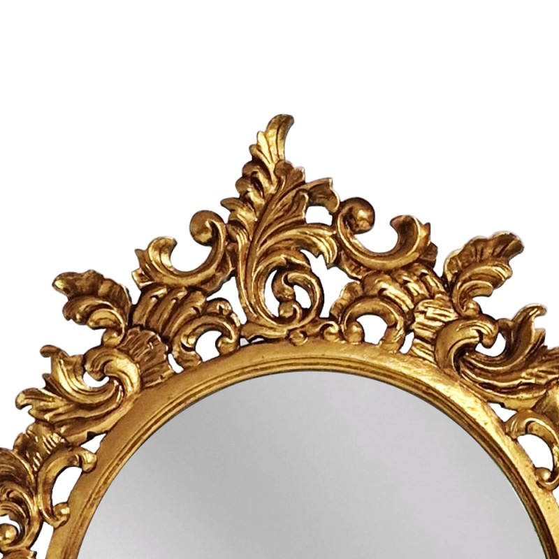 Artekko Artekko Mirroki Ξύλινος Oval Χρυσός Σκαλιστός Καθρέπτης Τοίχου (110 x 85)cm 667-4008-A