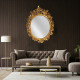 Artekko Artekko Mirroki Ξύλινος Oval Χρυσός Σκαλιστός Καθρέπτης Τοίχου (110 x 85)cm 667-4008-A