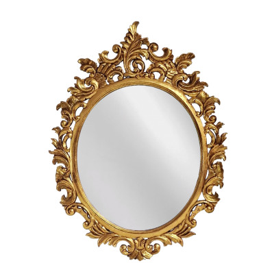 Artekko Artekko Mirroki Ξύλινος Oval Χρυσός Σκαλιστός Καθρέπτης Τοίχου (110 x 85)cm 667-4008-A