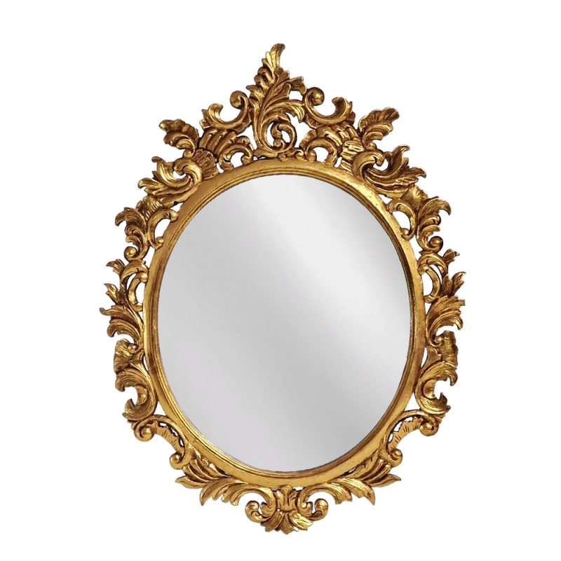 Artekko Artekko Mirroki Ξύλινος Oval Χρυσός Σκαλιστός Καθρέπτης Τοίχου (110 x 85)cm 667-4008-A