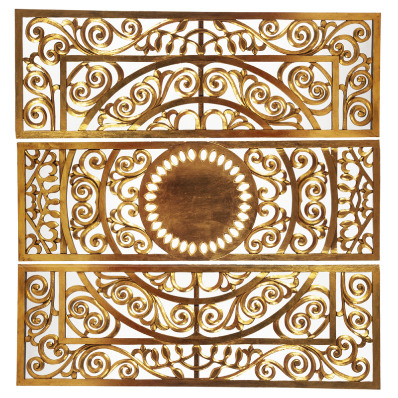 Artekko Artekko Mirroki Ξύλινο Χρυσό Τριπλό Διακοσμητικό Πάνελ Τοίχου (160x53x4)cm 3pcs 667-4009-A