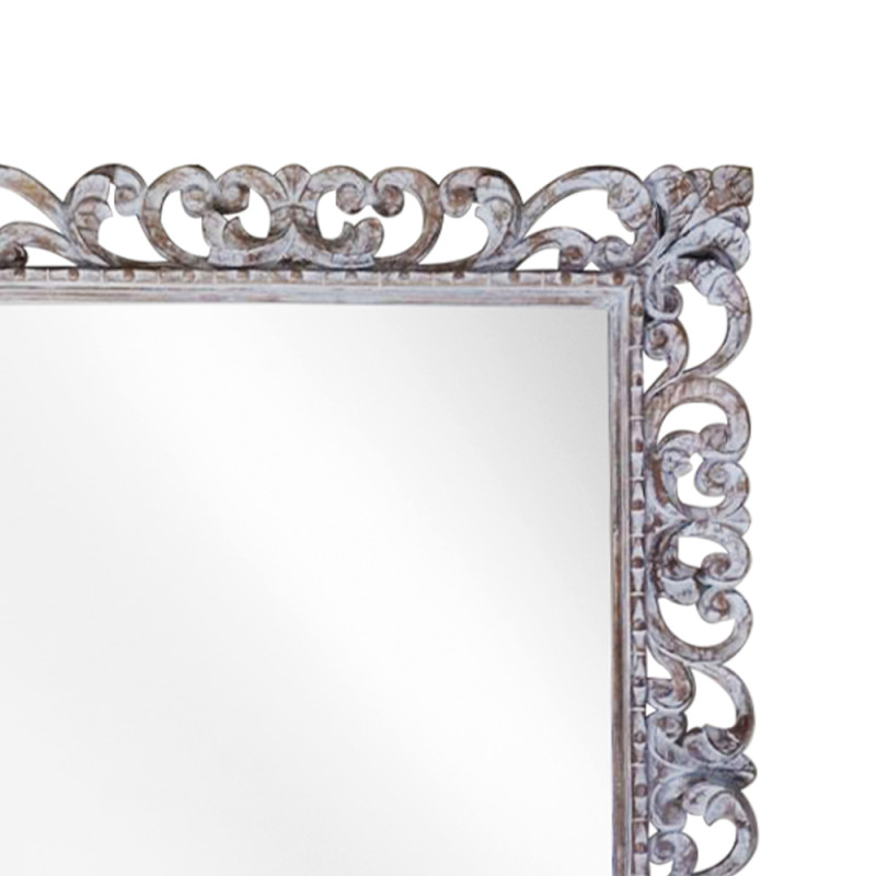 Artekko Artekko Mirroki Ξύλινος Λευκός Πατίνα Σκαλιστός Καθρέπτης Τοίχου (120x90)cm 667-4014