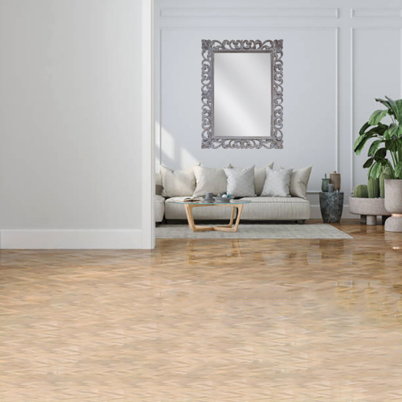 Artekko Artekko Mirroki Ξύλινος Λευκός Πατίνα Σκαλιστός Καθρέπτης Τοίχου (120x90)cm 667-4014