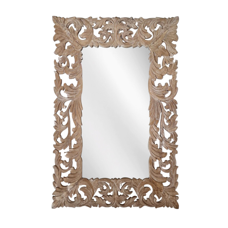 Artekko Artekko Mirroki Ξύλινος Καφέ Πατίνα Σκαλιστός Καθρέπτης Τοίχου (150x100)cm 667-4030