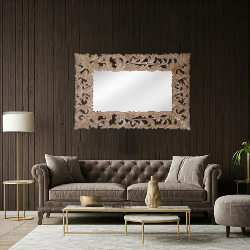 Artekko Artekko Mirroki Ξύλινος Καφέ Πατίνα Σκαλιστός Καθρέπτης Τοίχου (150x100)cm 667-4030