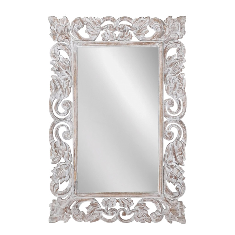 Artekko Artekko Mirroki Ξύλινος Μπεζ Πατίνα Σκαλιστός Καθρέπτης Τοίχου (120x90)cm 667-4038