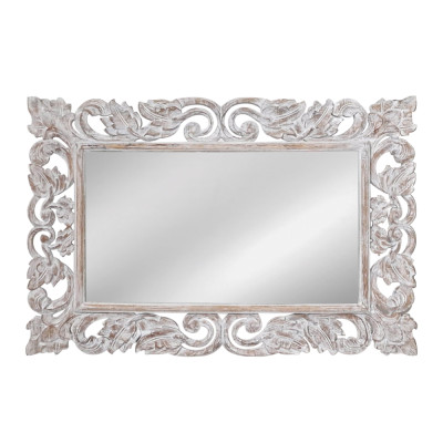 Artekko Artekko Mirroki Ξύλινος Μπεζ Πατίνα Σκαλιστός Καθρέπτης Τοίχου (120x90)cm 667-4038