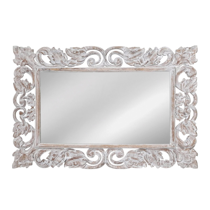 Artekko Artekko Mirroki Ξύλινος Μπεζ Πατίνα Σκαλιστός Καθρέπτης Τοίχου (120x90)cm 667-4038