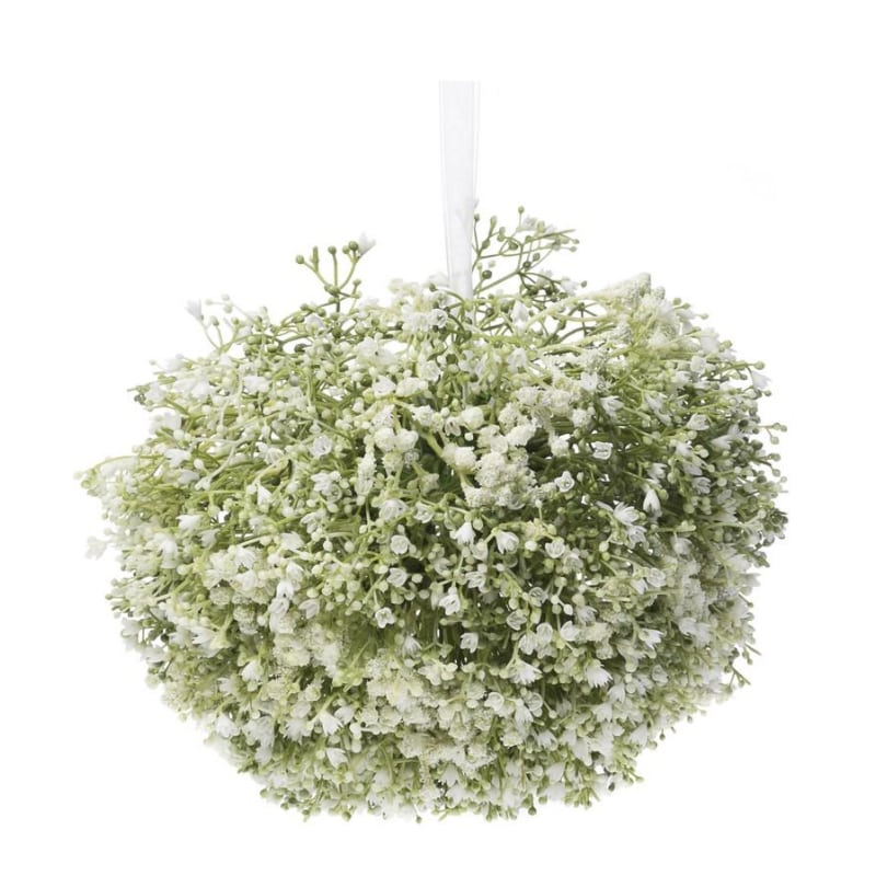 Artekko Artekko Abraunt Τεχνητή Σφαίρα Γυψοφύλλης Πλαστική Πράσινη με Λευκά Άνθη (20x20x20)cm 7-0124