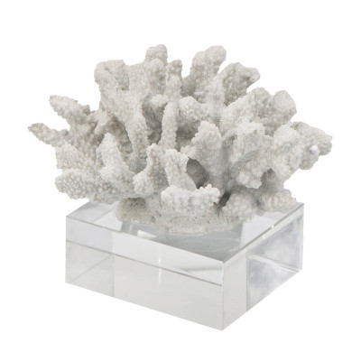 Artekko Artekko Coral Διακοσμητικό Κοράλλι σε Βάση Ρητίνη Γυαλί Λευκό (21.09x19.05x16)cm 70303