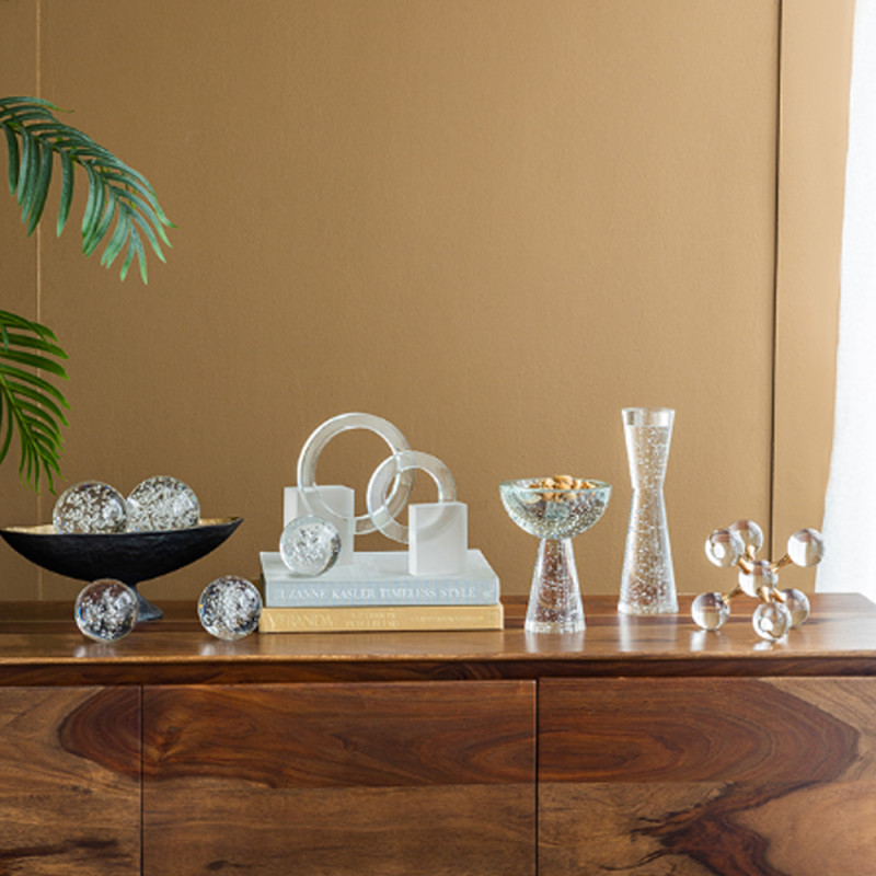 Artekko Artekko Spheres Διακοσμητικές Σφαίρες με Φυσαλίδες Γυαλί Διάφανο (9.9x9.9x9.9)cm Σετ/2 70372-SA