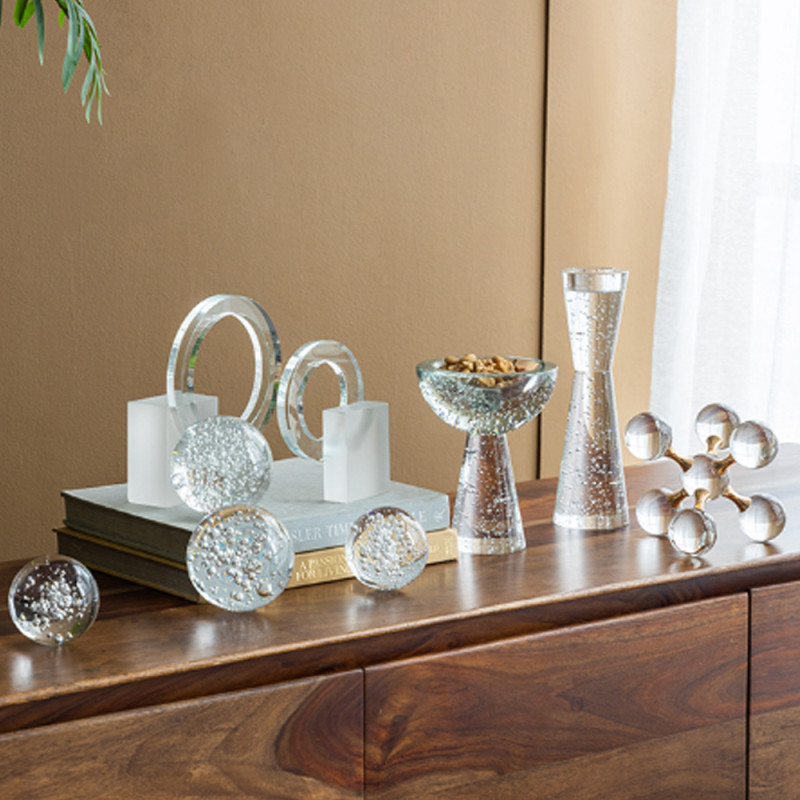 Artekko Artekko Spheres Διακοσμητικές Σφαίρες με Φυσαλίδες Γυαλί Διάφανο (9.9x9.9x9.9)cm Σετ/2 70372-SA