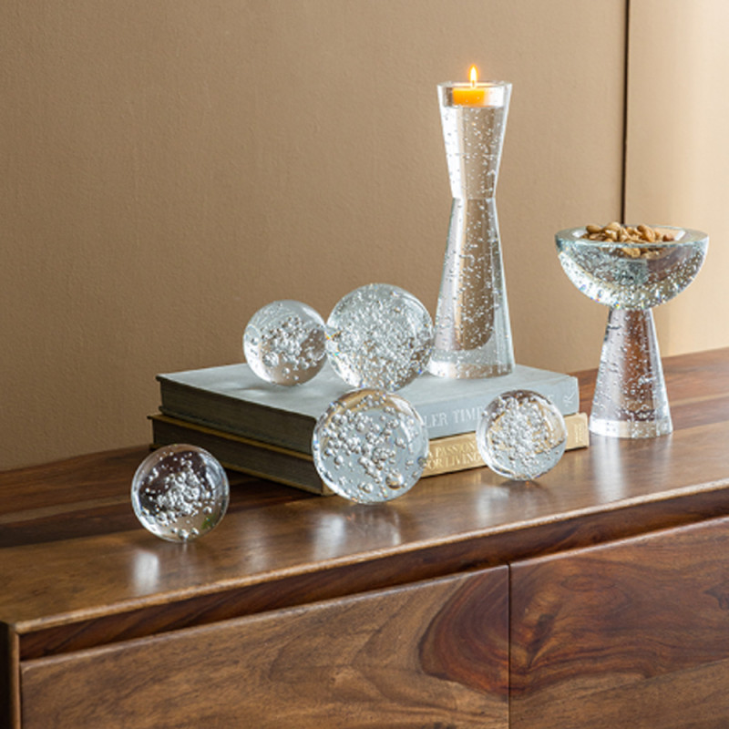 Artekko Artekko Spheres Διακοσμητικές Σφαίρες με Φυσαλίδες Γυαλί Διάφανο (9.9x9.9x9.9)cm Σετ/2 70372-SA