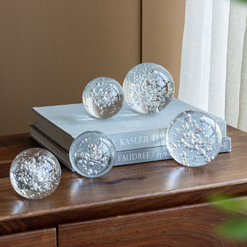 Artekko Artekko Spheres Διακοσμητικές Σφαίρες με Φυσαλίδες Γυαλί Διάφανο (9.9x9.9x9.9)cm Σετ/2 70372-SA