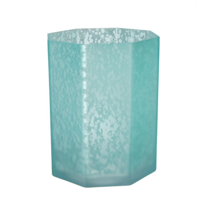 Artekko Artekko Frosted Γαλάζιο Γυάλινο Κηροπήγιο (13x13x15)cm 70481-FRAQS-SA
