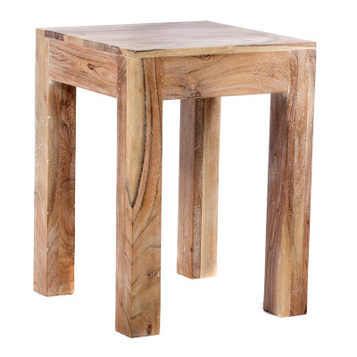 Artekko Artekko Foo Ξύλινο Μασίφ Βοηθητικό Τραπεζάκι σε λευκή πατίνα (45x45x60)cm 720-1208