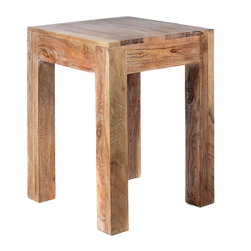 Artekko Artekko Foo Ξύλινο Μασίφ Βοηθητικό Τραπεζάκι σε λευκή πατίνα (45x45x60)cm 720-1208