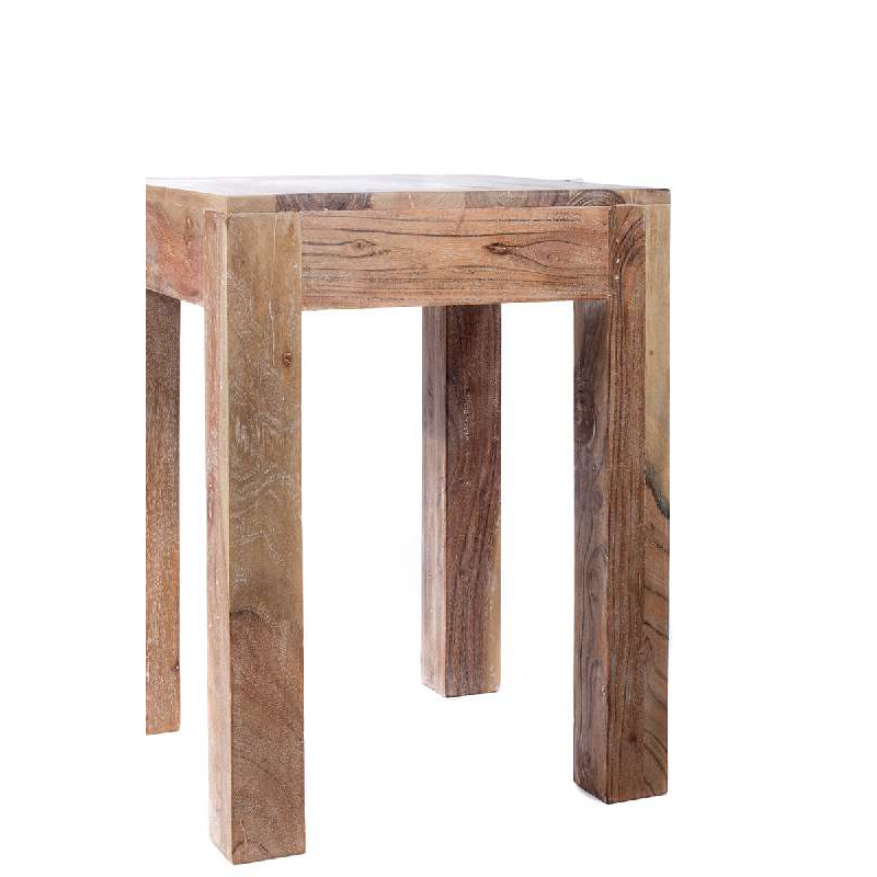 Artekko Artekko Foo Ξύλινο Μασίφ Βοηθητικό Τραπεζάκι σε λευκή πατίνα (45x45x60)cm 720-1208