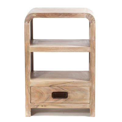 Artekko Artekko Attari Κομοδίνο σε Λευκή Πατίνα από Ξύλο Teak (40x30x60)cm 720-1238