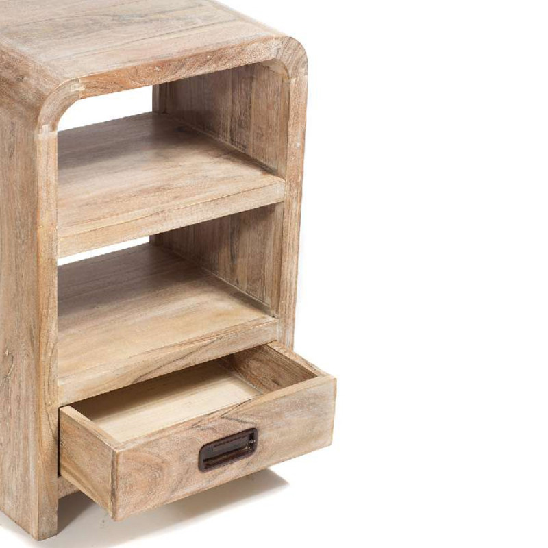 Artekko Artekko Attari Κομοδίνο σε Λευκή Πατίνα από Ξύλο Teak (40x30x60)cm 720-1238