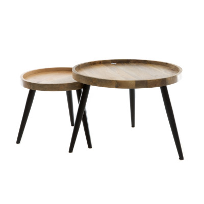 Artekko Artekko Attari Καφέ Βοηθητικά Τραπέζια από Ξύλο Teak (60x60x45)cm (45x45x38.5)cm 720-1292-NATURAL