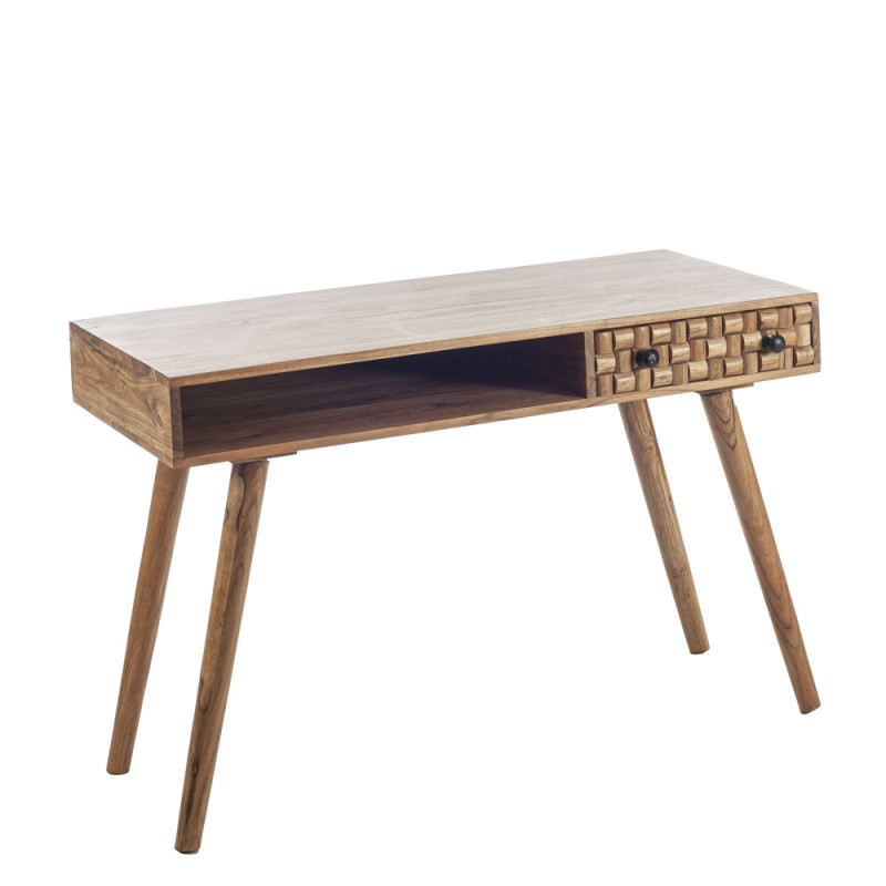 Artekko Artekko Attari Καφέ Κονσόλα Γραφείο από Ξύλο Teak (115x50x76.5)cm 720-2107-LAP