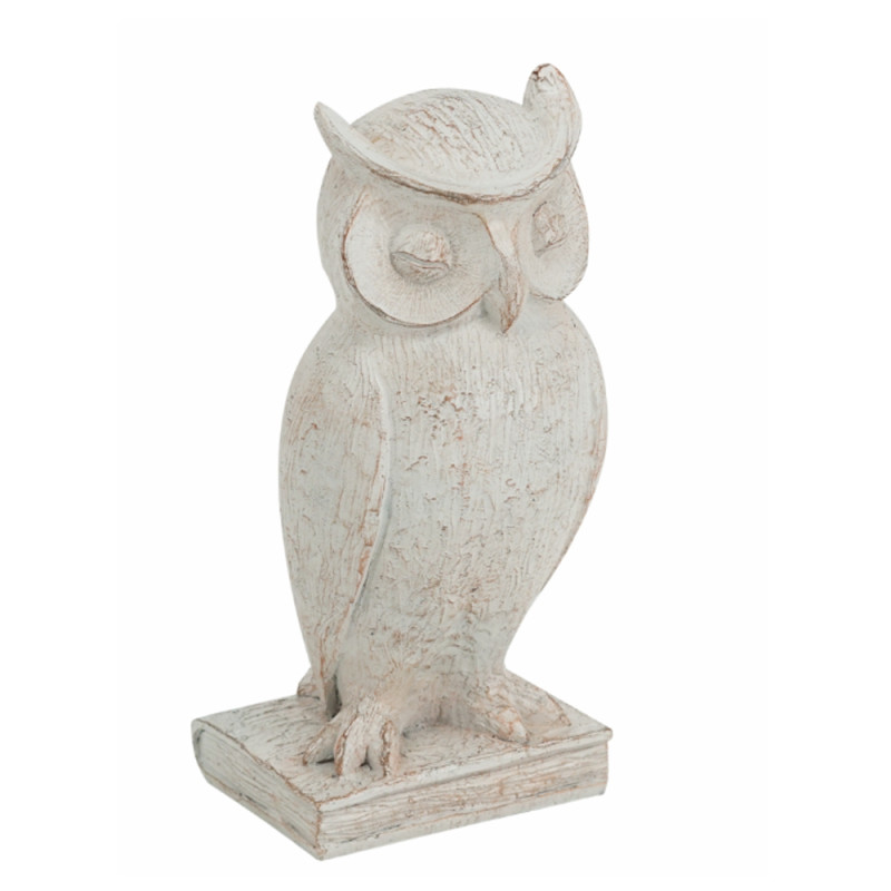 Artekko Artekko Owl Διακοσμητική Κουκουβάγια Ρητίνης σε Λευκή Πατίνα (15x13.5x30.5)cm 72425