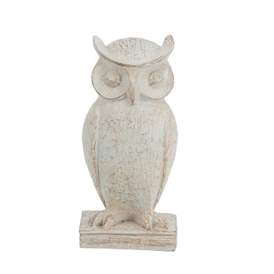 Artekko Artekko Owl Διακοσμητική Κουκουβάγια Ρητίνης σε Λευκή Πατίνα (15x13.5x30.5)cm 72425