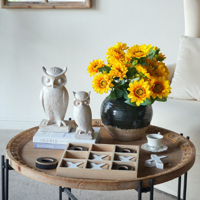 Artekko Artekko Owl Διακοσμητική Κουκουβάγια Ρητίνης σε Λευκή Πατίνα (15x13.5x30.5)cm 72425