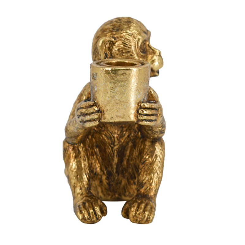 Artekko Artekko Animal Χρυσό Διακοσμητικό Κηροπήγιο Ρητίνης με Μαϊμού (15.5x7x12.8)cm 72435