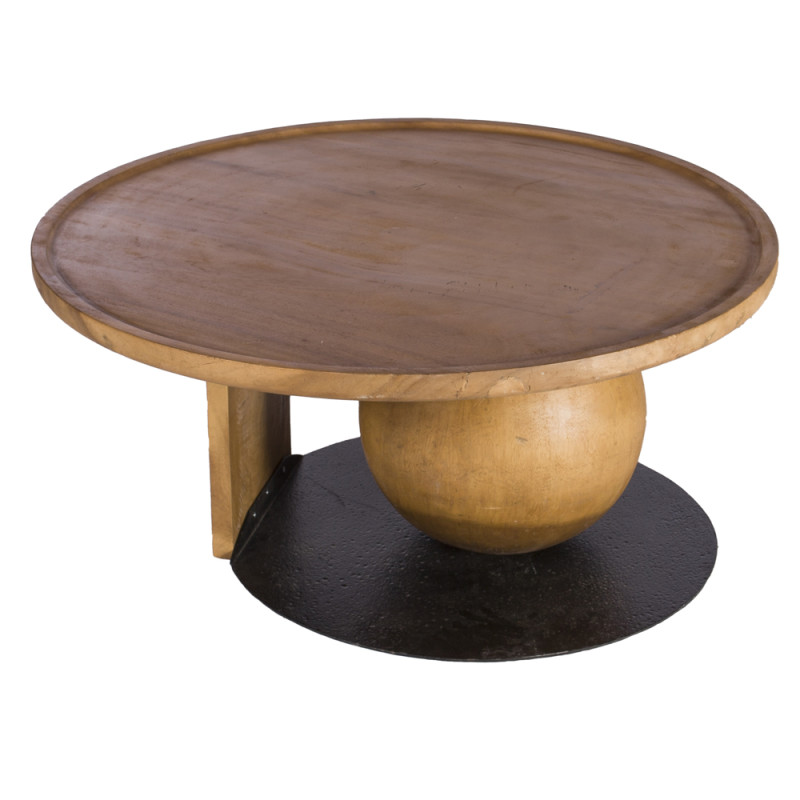 Artekko Artekko Munggur Ξύλινο Τραπέζι Σαλονιού με Μεταλλική Μαύρη Βάση (100x100x47)cm 730-3232