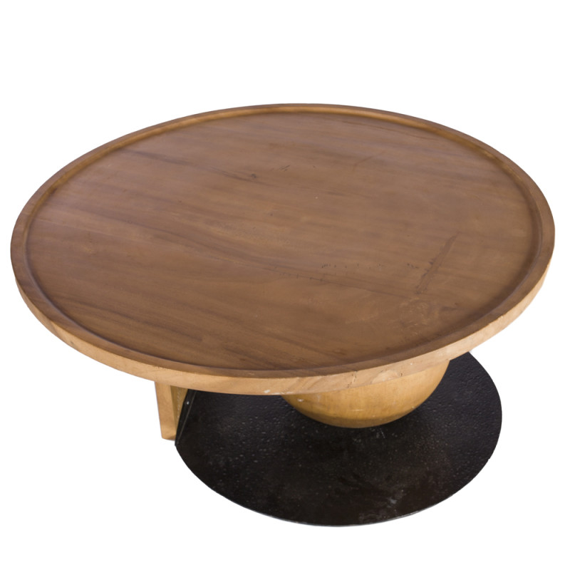 Artekko Artekko Munggur Ξύλινο Τραπέζι Σαλονιού με Μεταλλική Μαύρη Βάση (100x100x47)cm 730-3232