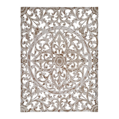 Artekko Artekko Mirroki Ξύλινο Σκαλιστό Διακοσμητικό Πάνελ Τοίχου σε Λευκή Πατίνα (100x80x4)cm 730-3243