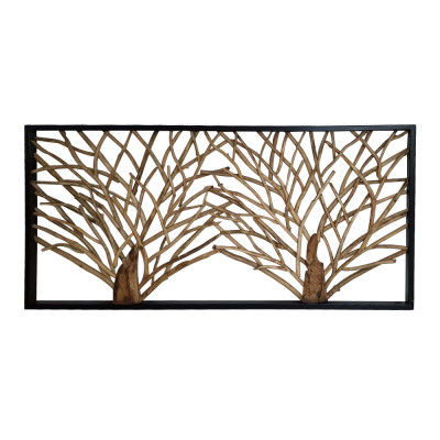 Artekko Artekko Solida Ξύλινο Διακοσμητικό Τοίχου σε Φυσική Απόχρωση και Μαύρο Πλαίσιο (101x200x6)cm 730-3246