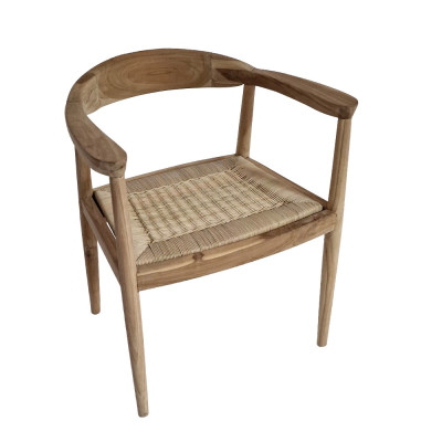 Artekko Artekko Munggur Ξύλινη Καρέκλα σε Φυσική Απόχρωση με Ψάθα (58x50x70)cm 730-3250