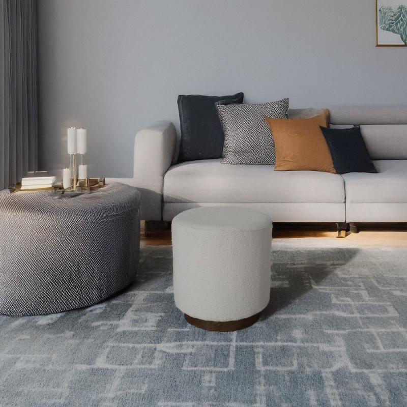 Artekko Artekko Cloud Λευκό Υφασμάτινο Μπουκλέ Σκαμπό (Φ41x44)cm 735-2200