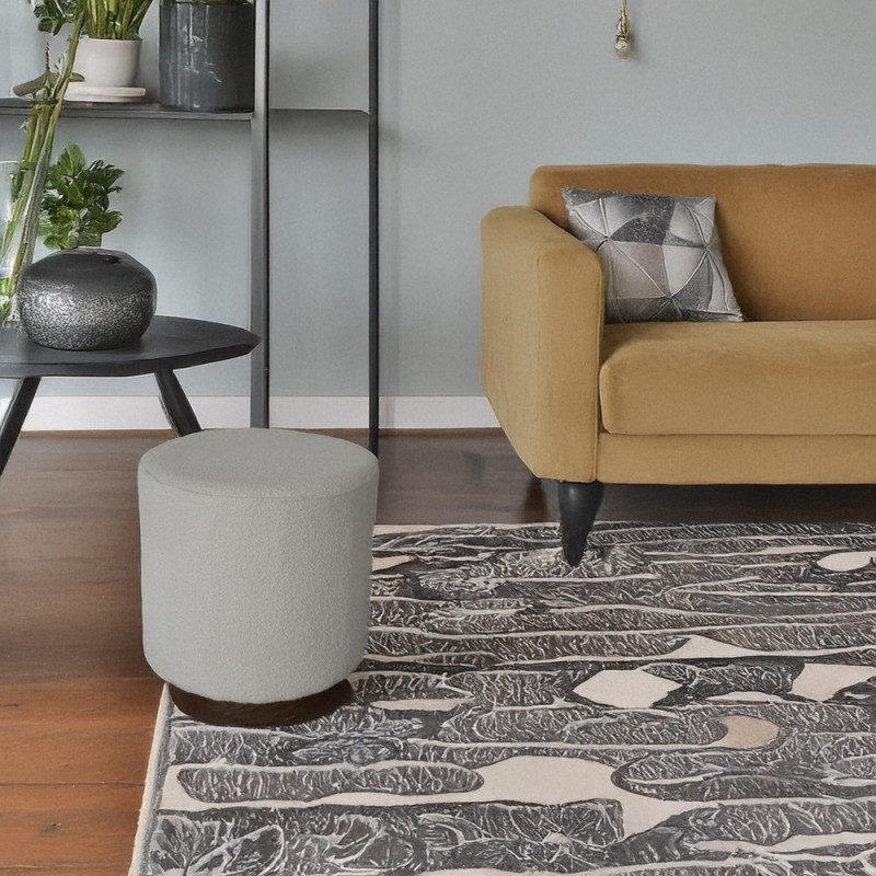 Artekko Artekko Cloud Λευκό Υφασμάτινο Μπουκλέ Σκαμπό (Φ41x44)cm 735-2200