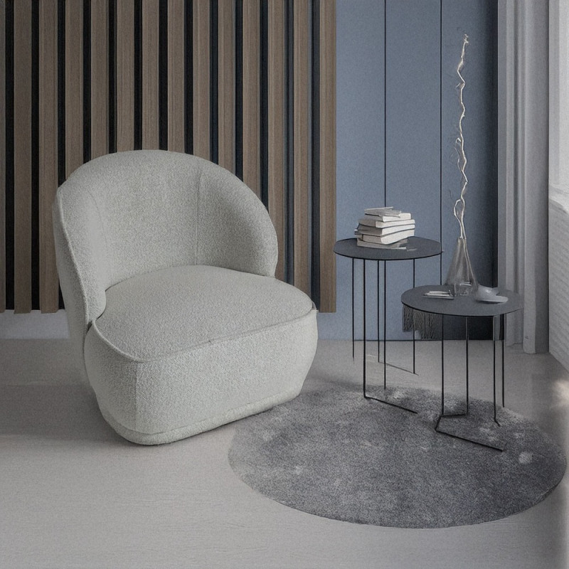 Artekko Artekko Cloud Εκρού Υφασμάτινη Μπουκλέ Πολυθρόνα (78x81x74)cm 735-2201-W