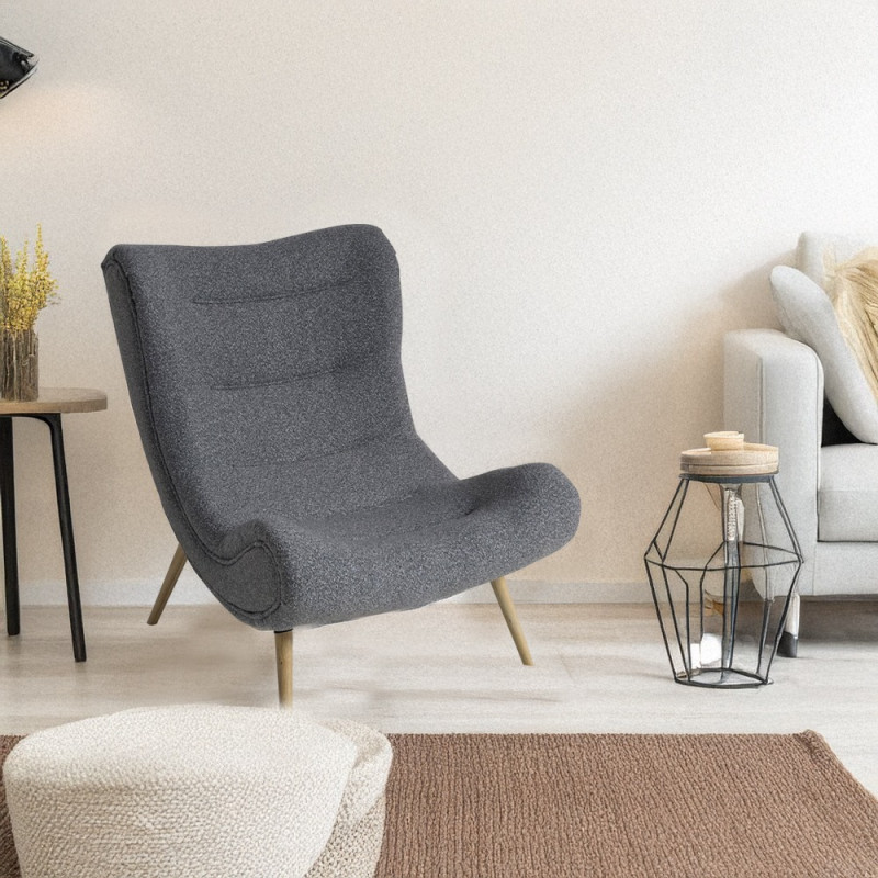 Artekko Artekko Cloud Γκρι Υφασμάτινη Μπουκλέ Πολυθρόνα (97x80x100)cm 735-2202-GL