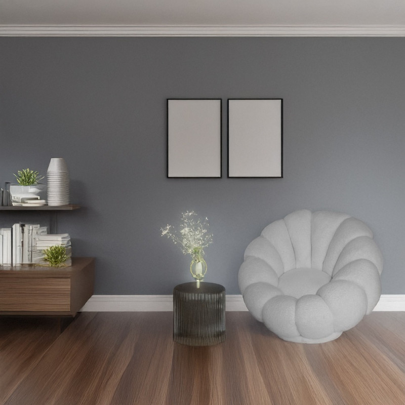 Artekko Artekko Cloud Λευκή Υφασμάτινη Μπουκλέ Περιστρεφόμενη Πολυθρόνα (98x97x69)cm 735-2206