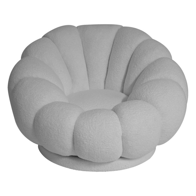 Artekko Artekko Cloud Λευκή Υφασμάτινη Μπουκλέ Περιστρεφόμενη Πολυθρόνα (98x97x69)cm 735-2206
