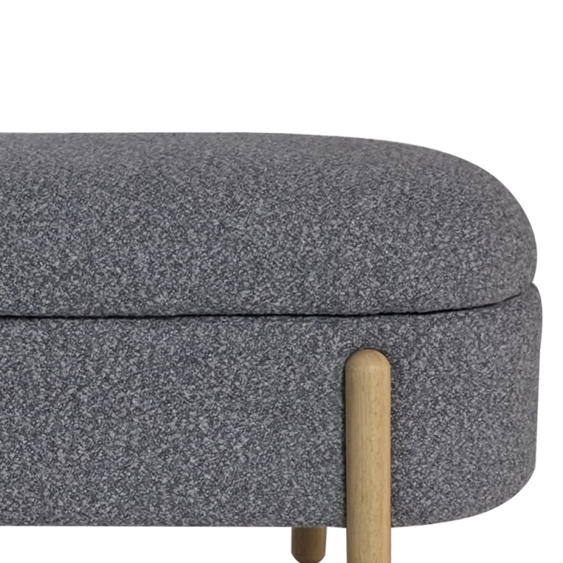Artekko Artekko Cloud Γκρι Υφασμάτινο Μπουκλέ Σκαμπό Ταμπουρέ με Αποθηκευτικό Χώρο (108x41x48)cm 735-2207-E